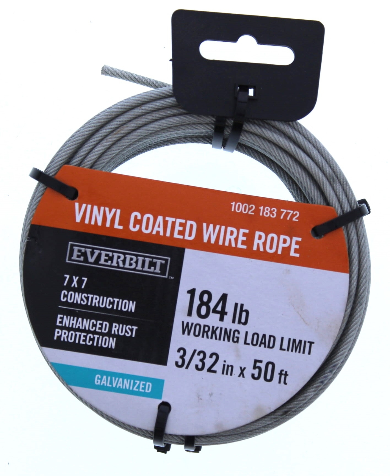 Everbilt Vinyl Coated Galvanized Wire Rope 3/32″ x 50Ft.
