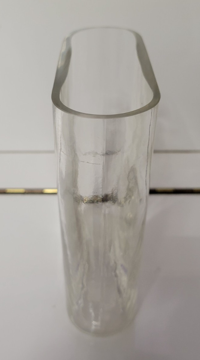 RECTANGULAR CLEAR GLASS VASE ROUNDED EDGES 6.25 BY 5.5 BY 3 INCHES