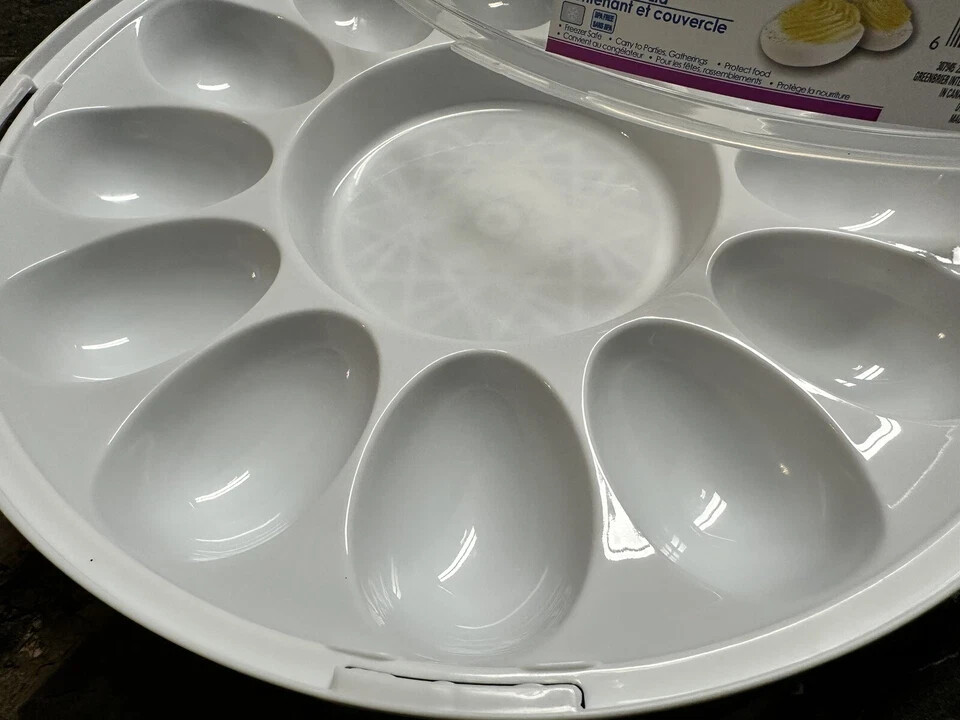 Sure Fresh Deviled Egg Carriers with Lids, 10.375X3.5 In. Clear Top white tray