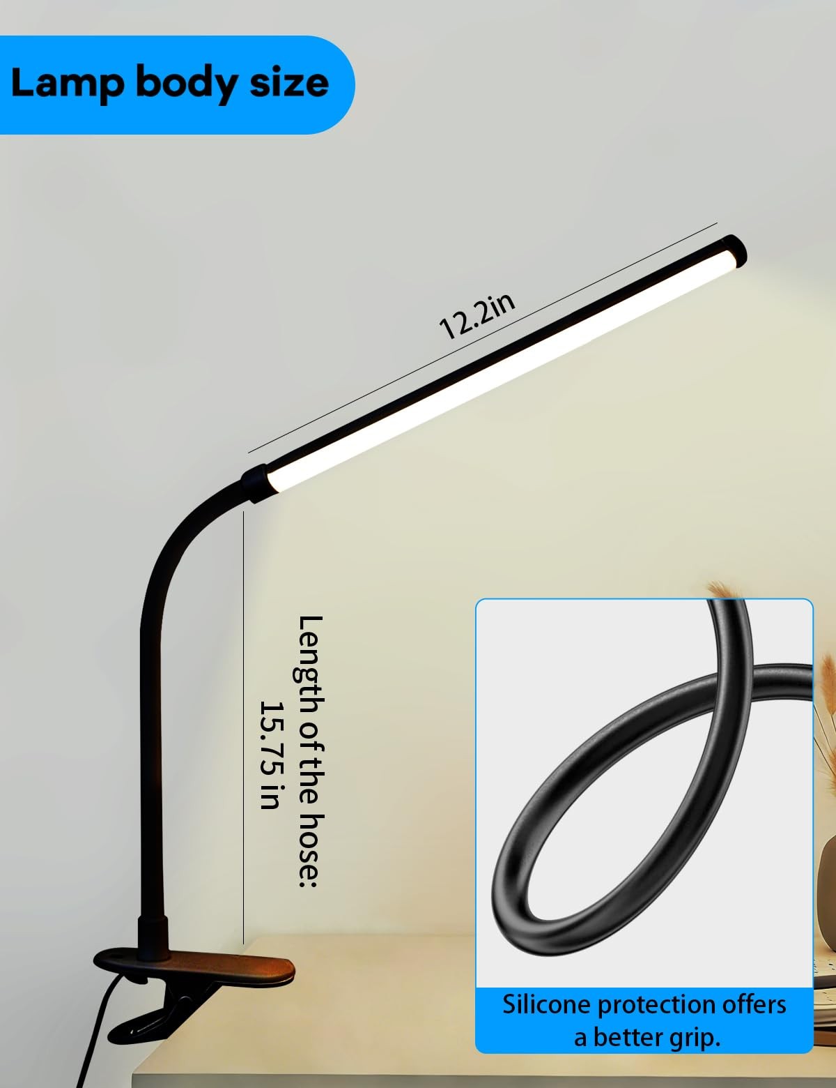 2 Pack Desk Lamp with Clamp,Eye-Friendly Clip on Lights for Home Office Study…