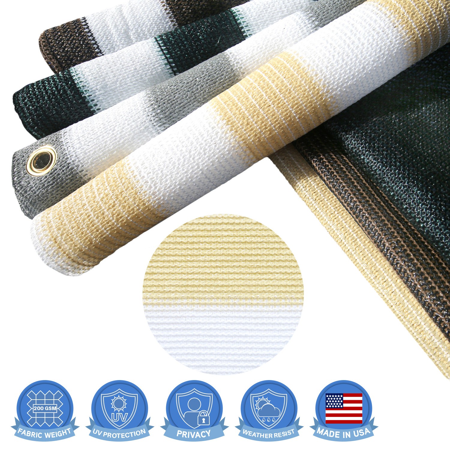 35in Balcony Fence Screen Privacy Deck Railing Shelter Shade Cover Beigestripe