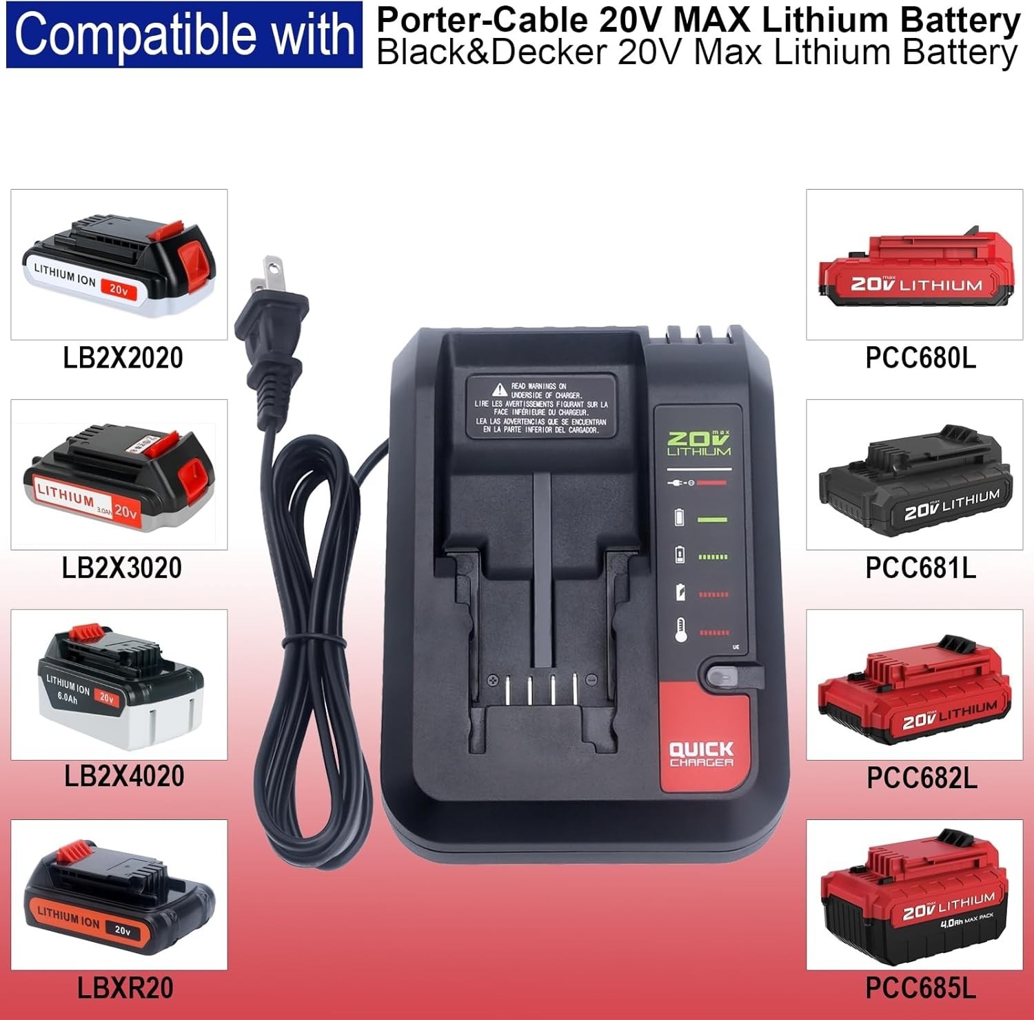 2Pack 20V Lithium-ion 1.5Ah Battery for BLACK DECKER 20 Volt LBXR20 LBX20 LB20