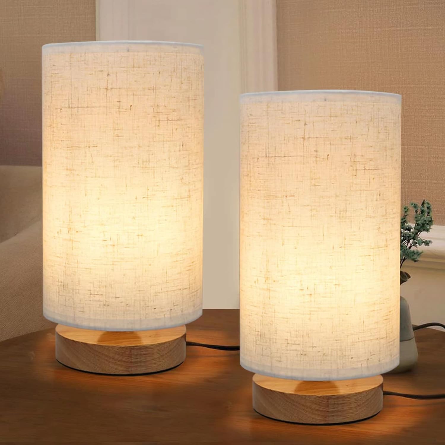 Table Lamps for Bedrooms Set of 2, Minimalist Bedside Lamps Set of 2 with rou…