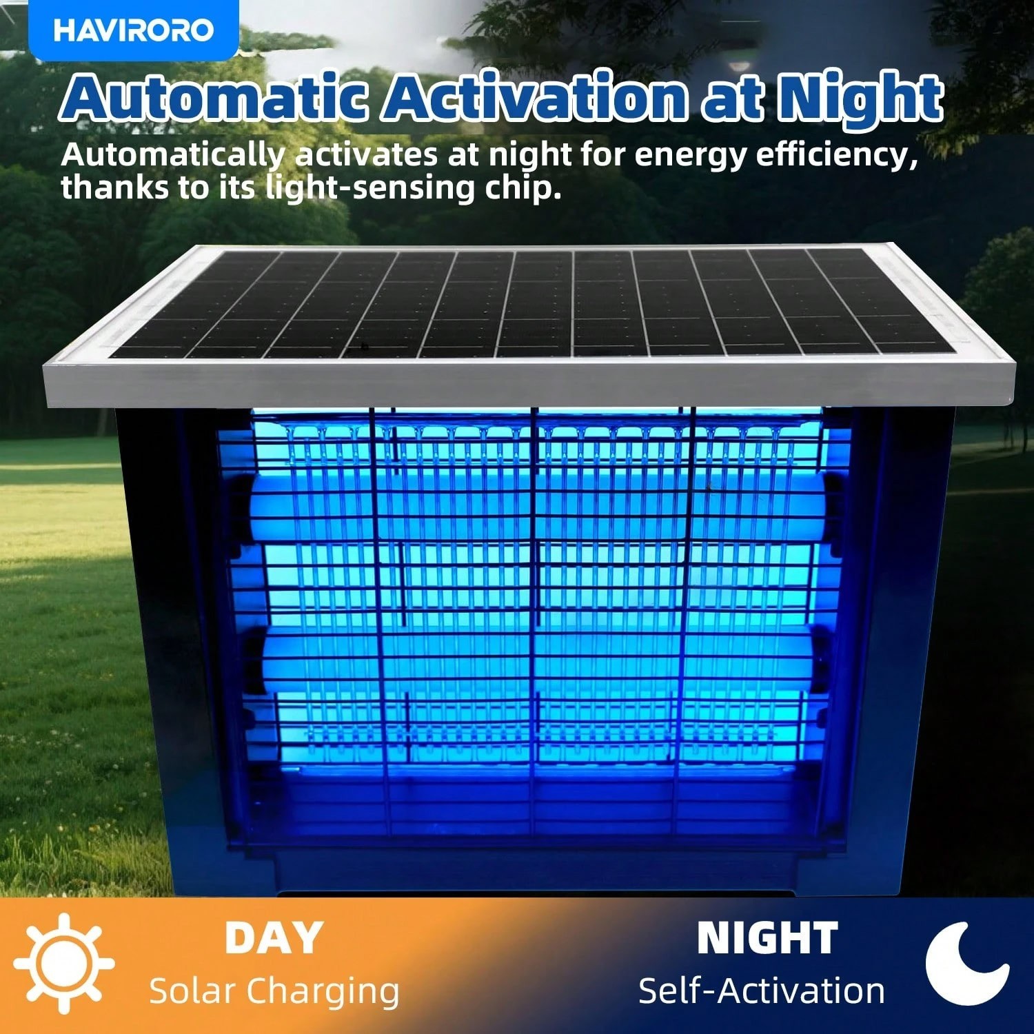 Solar Bug Zapper Outdoor 2000 Sq Ft Rechargeable Mosquito Fly Killer Lamp