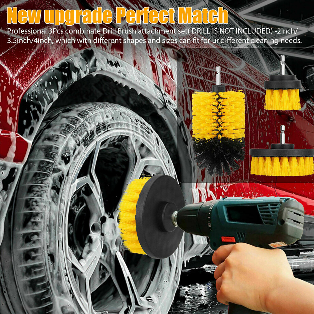 4PC Drill Brush Set Power Scrubber Drill Attachments Carpet Tile Grout Cleaning