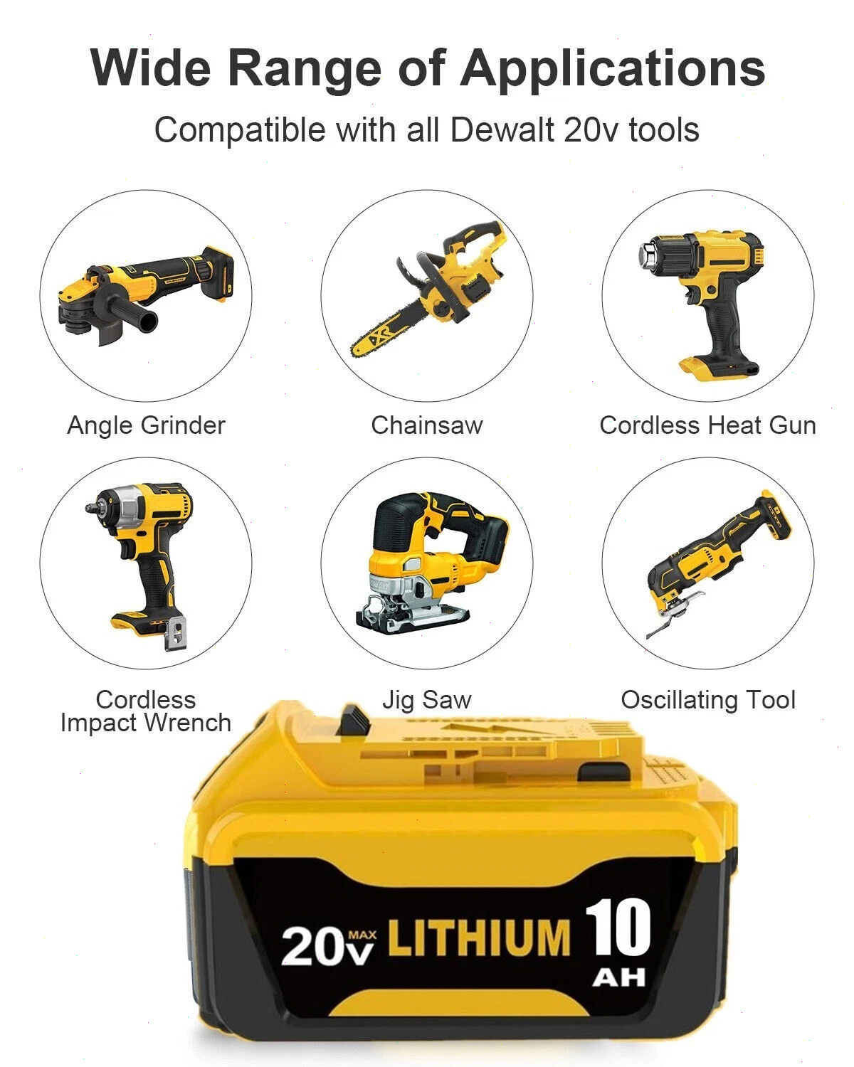 2PACK For DeWALT DCB210-2 20V MAX XR 10.0 AH Lithium-Ion Battery DCB206 DCB200