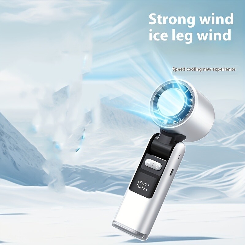 Ice-Cool 4000mAh USB Rechargeable Handheld Mini Fan Foldable Neck Stepless Speed