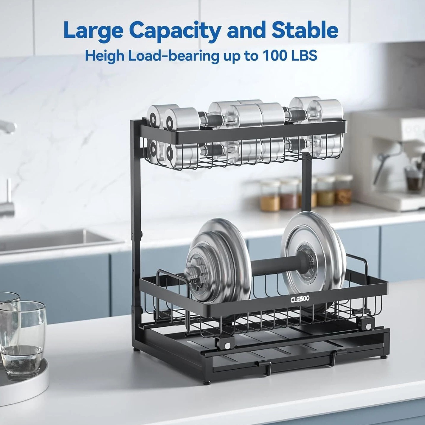 Stainless Steel Over Sink Dish Drying Rack 3 Tier Kitchen Organizer Shelf