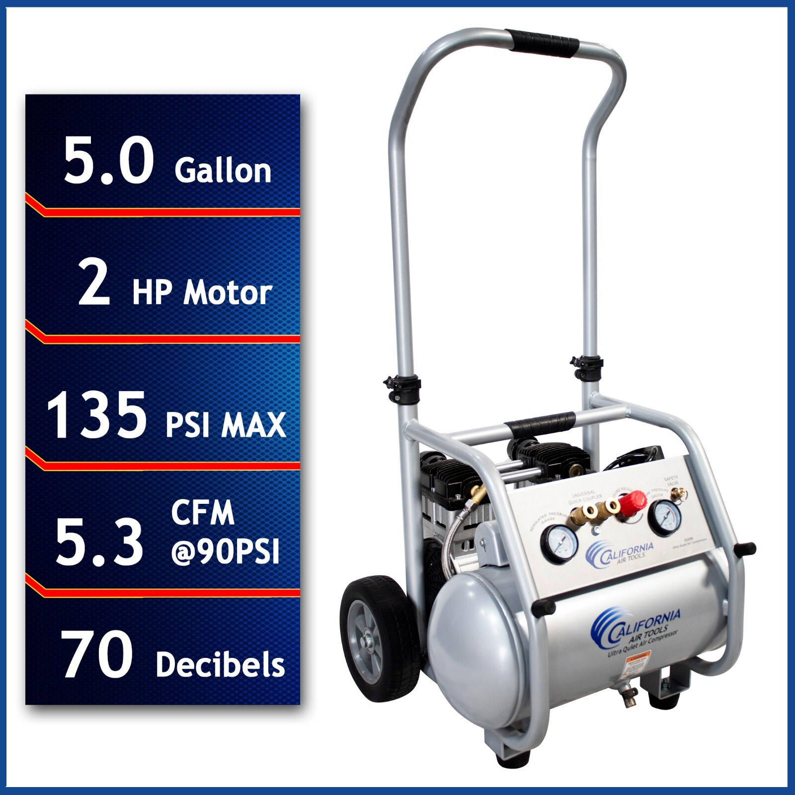 CALIFORNIA AIR TOOLS 5020W 2 Hp Ultra-Quiet Oil-Free Air Compressor – USED