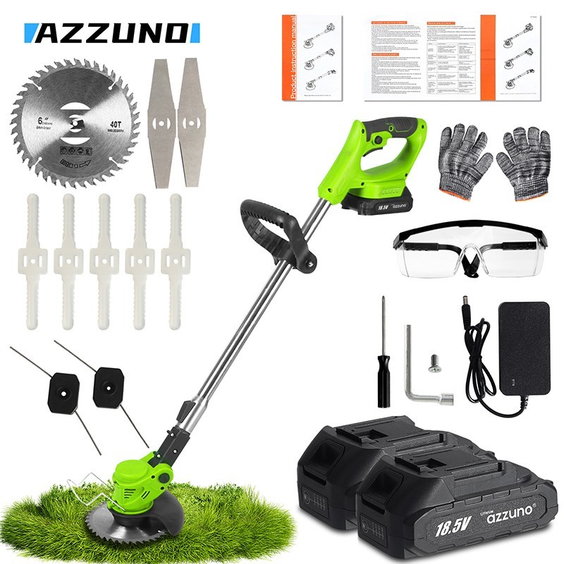 Electric Cordless Grass String Trimmer Lawn Edger Weed Wacker Cutter & 2 Battery