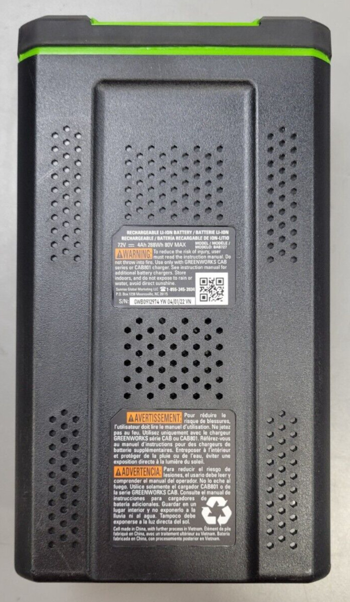 Greenworks 80V Lithium Ion 4.0Ah Rechargeable Li-ion Battery BAB727