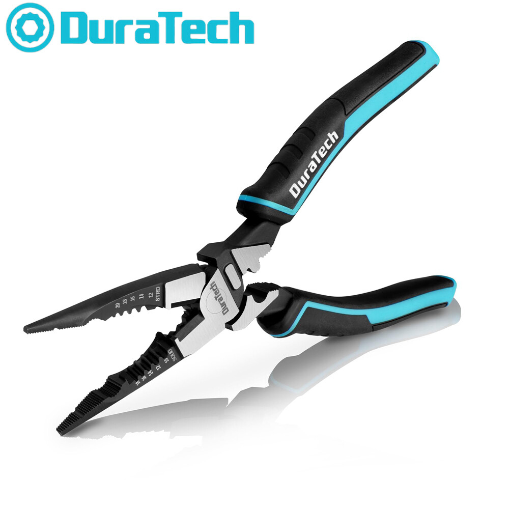 DURATECH 6-in-1 Needle Nose Plier 8.5″ Heavy Duty Long Nose Pliers Wire Stripper