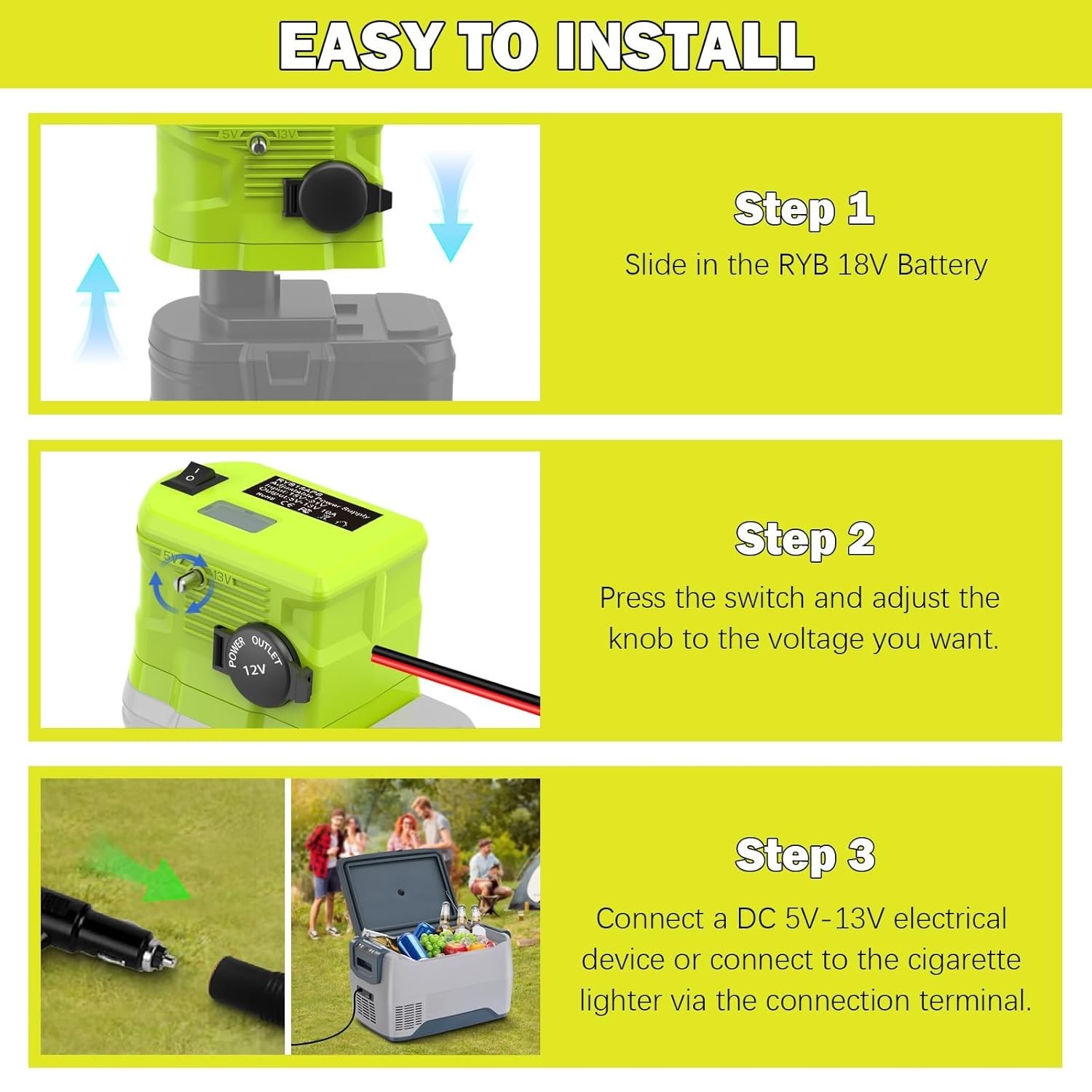 18V to 12v Step Down Converter for Ryobi Battery Voltage Reducer Transformer