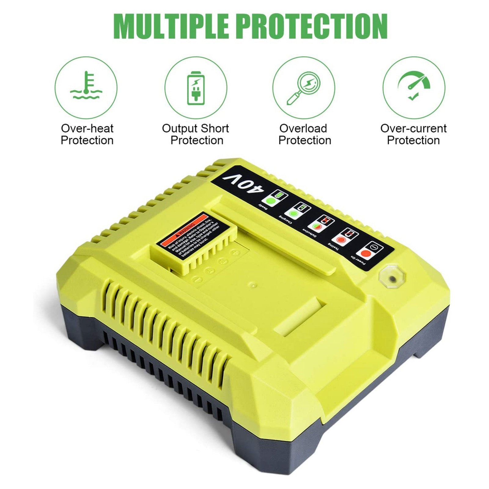 2 Pack 40V 6.0Ah Lithium Battery & Rapid Charger Kit for Ryobi 40 Volt Batteries