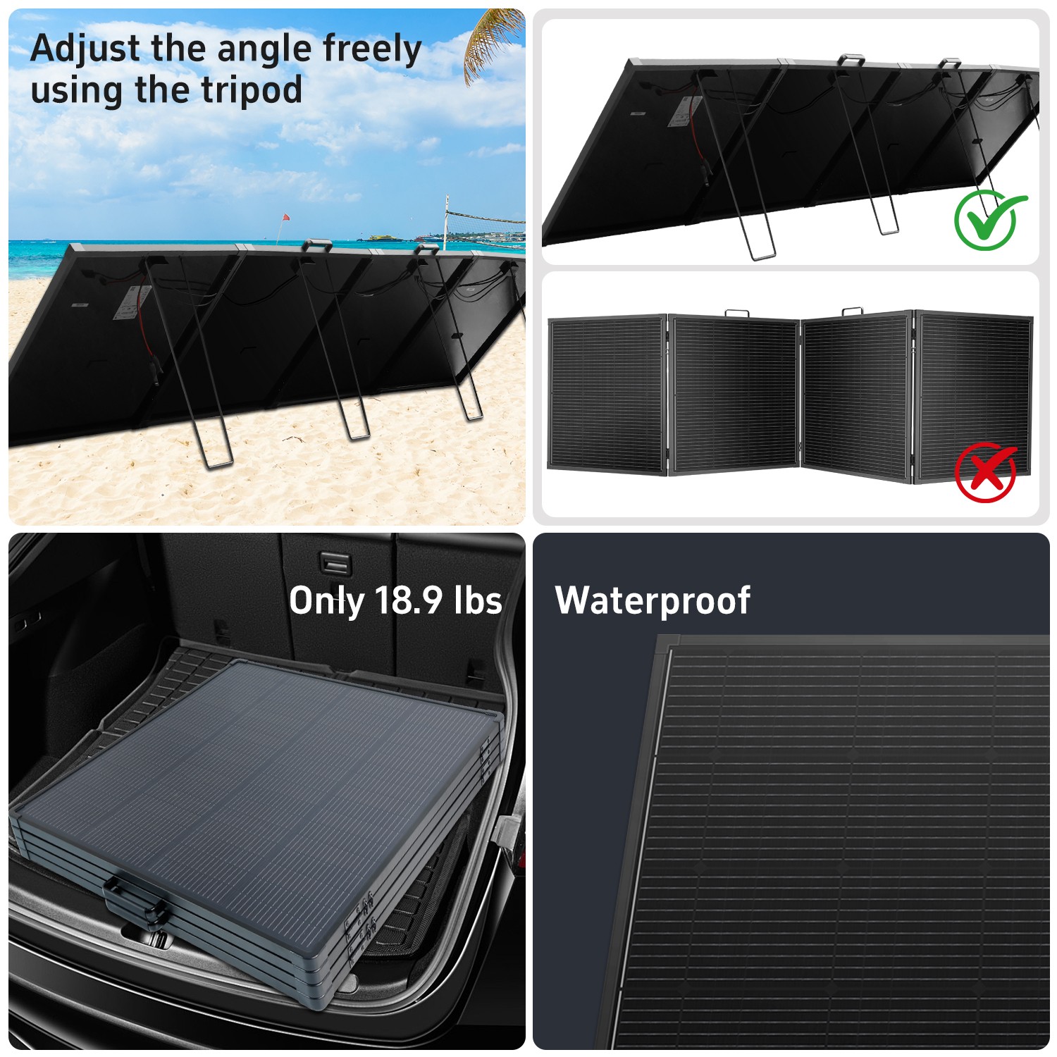 400W Portable Solar Panel High Efficiency Monocrystalline Charger for RV Camping
