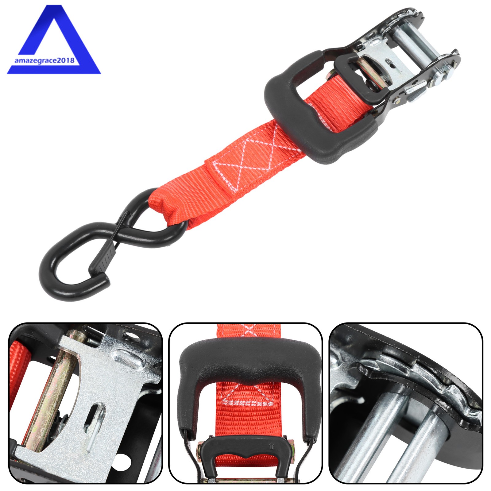 4 Pack 1.6″ × 15 Feet Heavy Duty Tie Downs 5208Lbs Ratchet Straps W/ S Hook Red