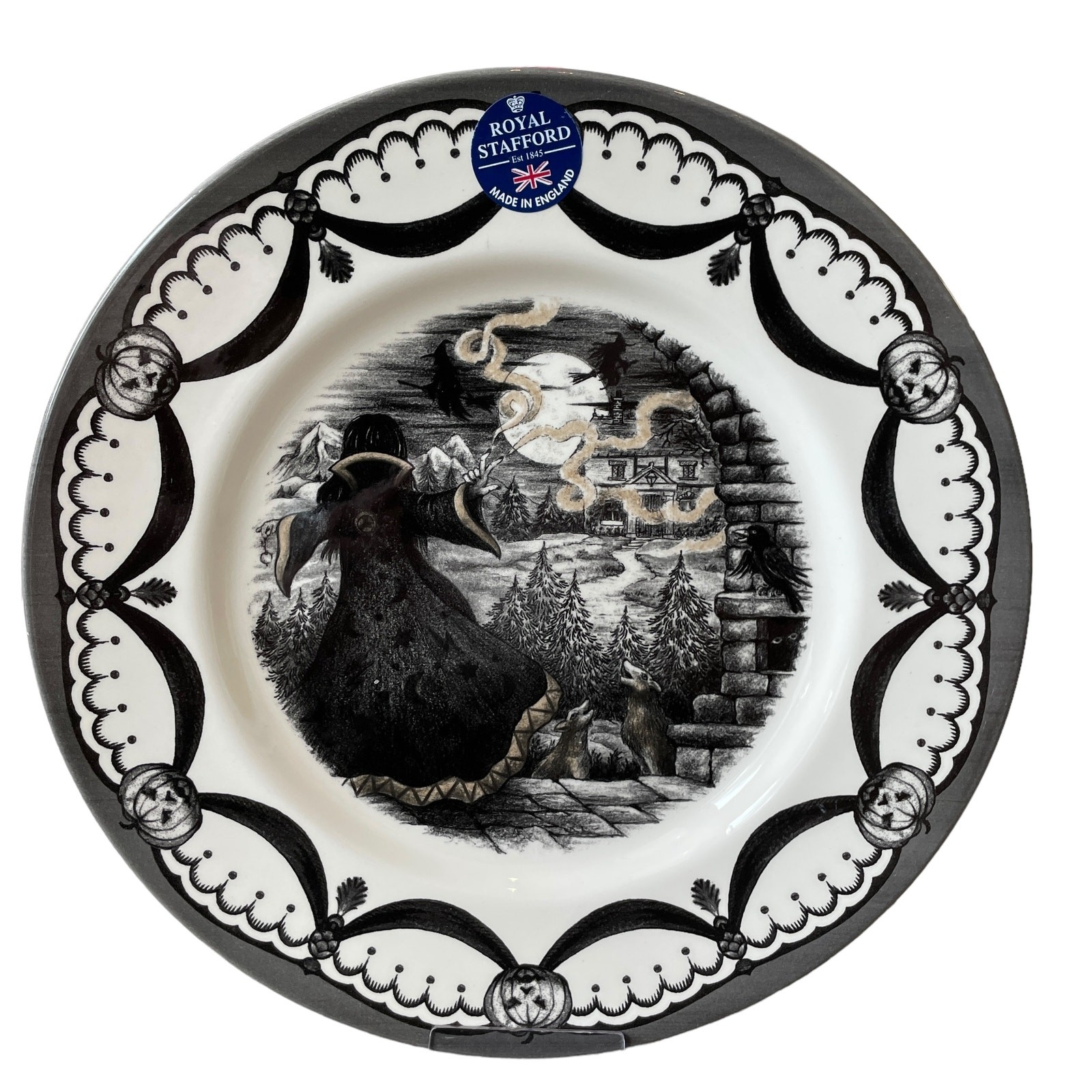 Royal Stafford Halloween Wicked Witch Salad Plates 8.5in Porcelain Set of 4 New