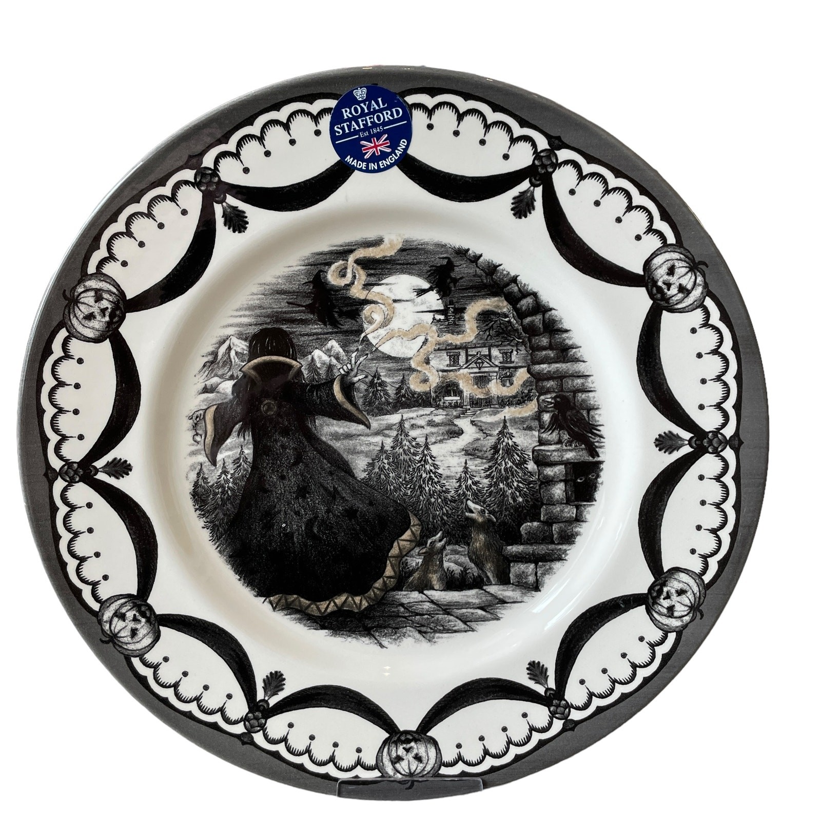 Royal Stafford Halloween Wicked Witch Salad Plates 8.5in Porcelain Set of 4 New
