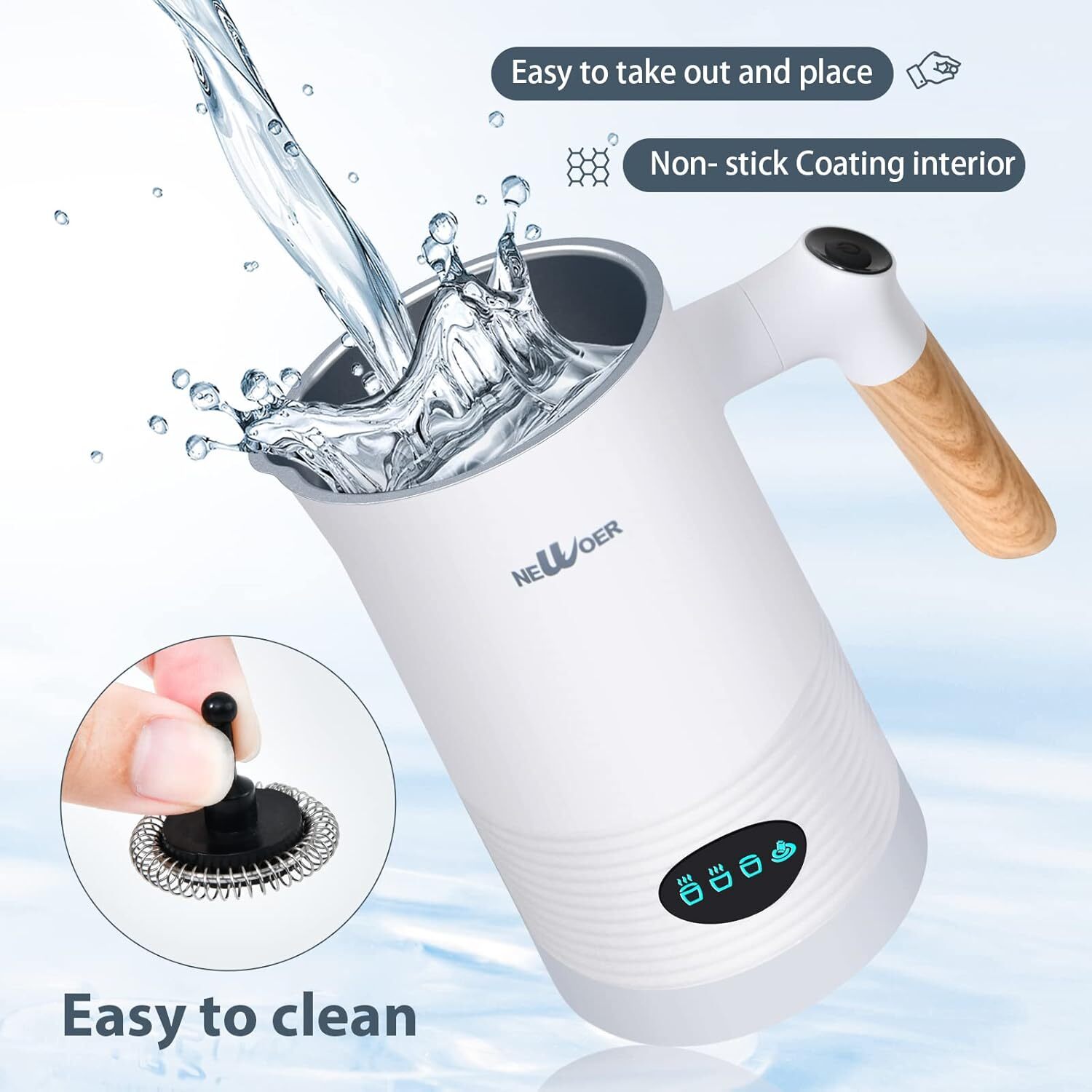 Electric Milk Frother and Warmer,4in1 400W Automatic Milk Frothers with Hot Cold