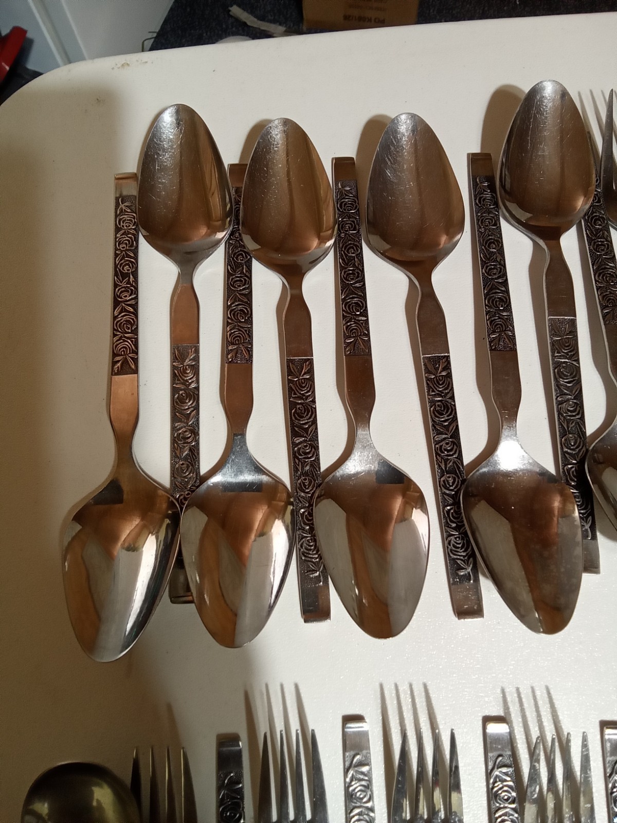 63pc Lifetime LCU 28 Roses Stainless Steel Flatware Set MCM