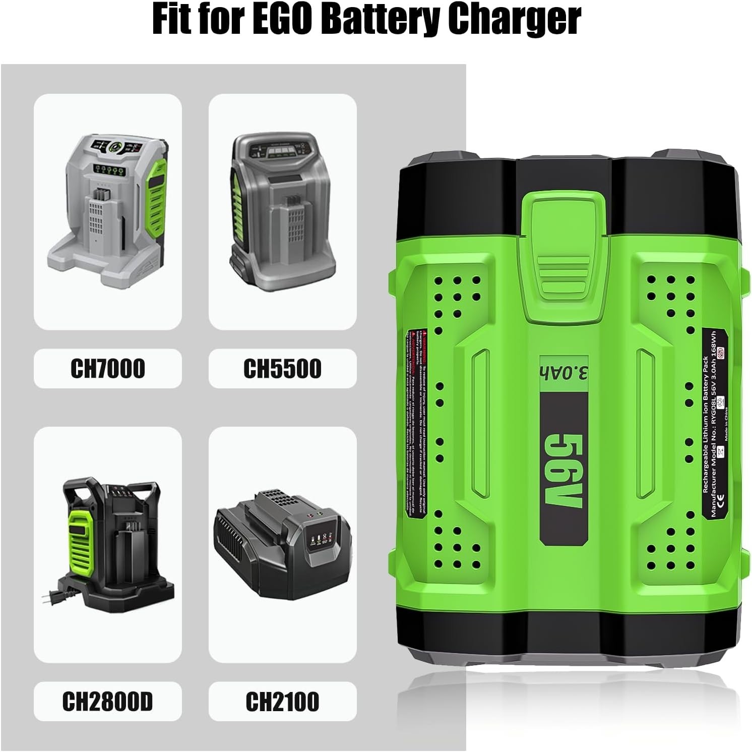 2.5Ah Lithium Battery / Charger For EGO Power+ 56V BA2800 BA2800T BA4200 BA1400