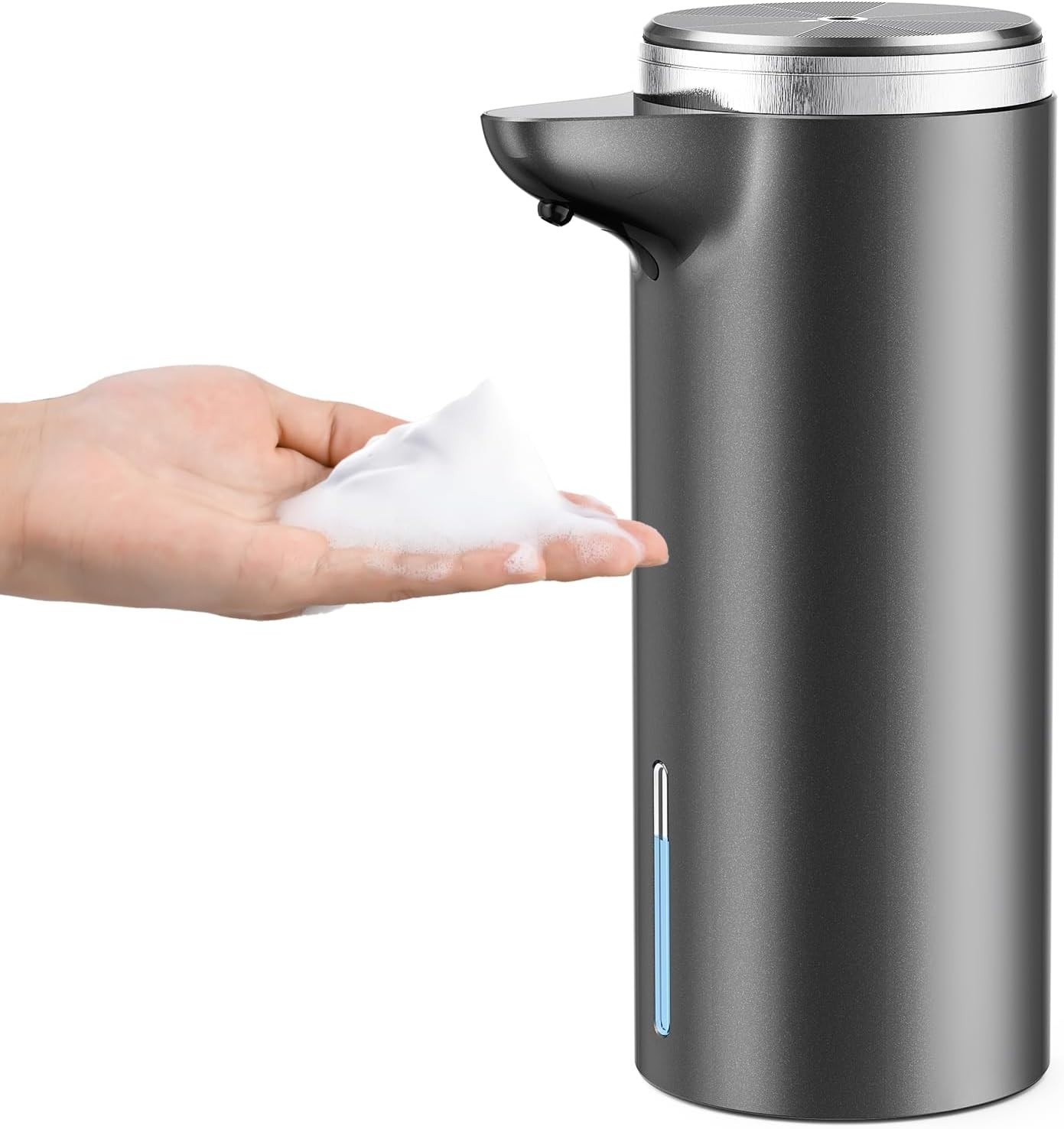 Touchless Foaming Soap Dispenser Gray 1500mAh USB-C Rechargeable IPX5