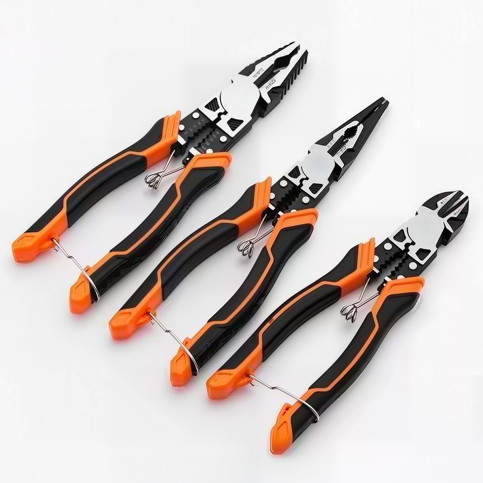 3PCS 9-in-1 Electrician Tool Set with Pliers/Cutter/Stripper, Heavy Duty
