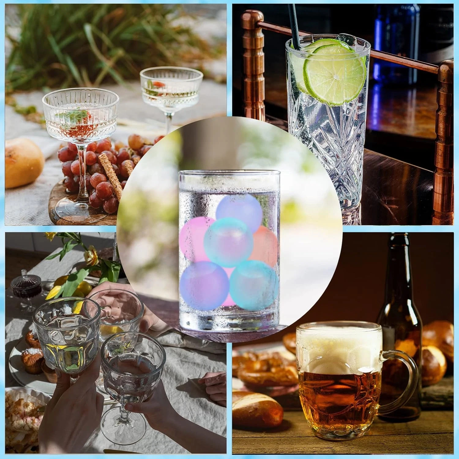 100 Pack Color-Changing Reusable Ice Cube for Drinks, Colorful round Shape Plast