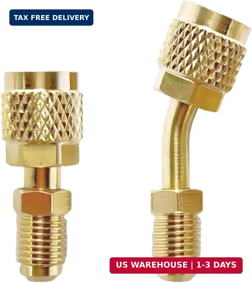 ZIMISI Car R410A Straight & Angled Adapter, Mini Split Adapter (2PCS) | Car HVAC