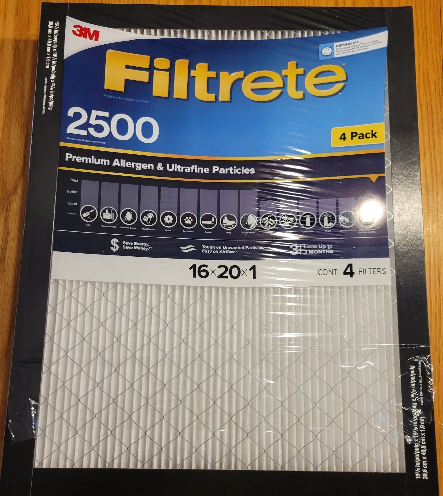 3M 2500 Series Filtrete 16″x20″x1″ Filters – Pack of 4 Merv 14 Ultimate Filters