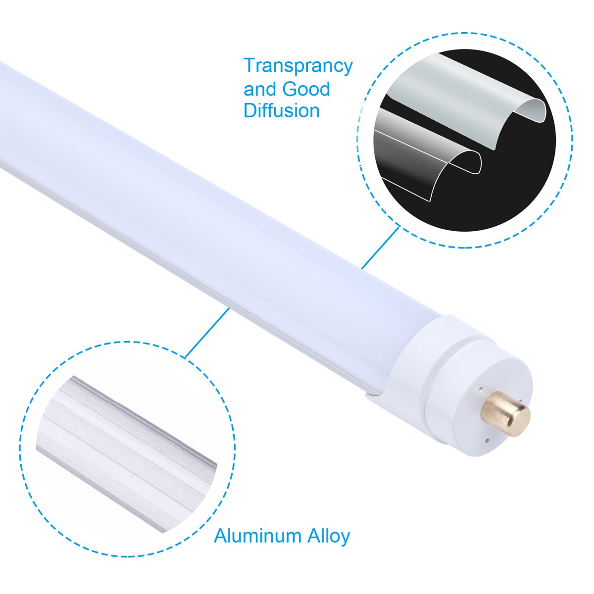 90W 8FT Led Tube Light Bulbs FA8 8 Foot Led Shop Light 65W 45W T8 T12 Single Pin
