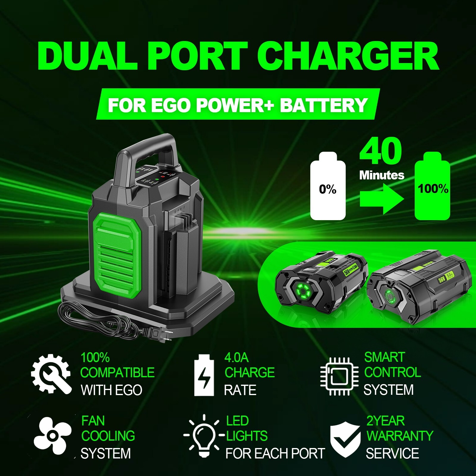 CH2800D For EGO battery charger Fit for All EGO POWER+ 56V ARC Lithium Batteries
