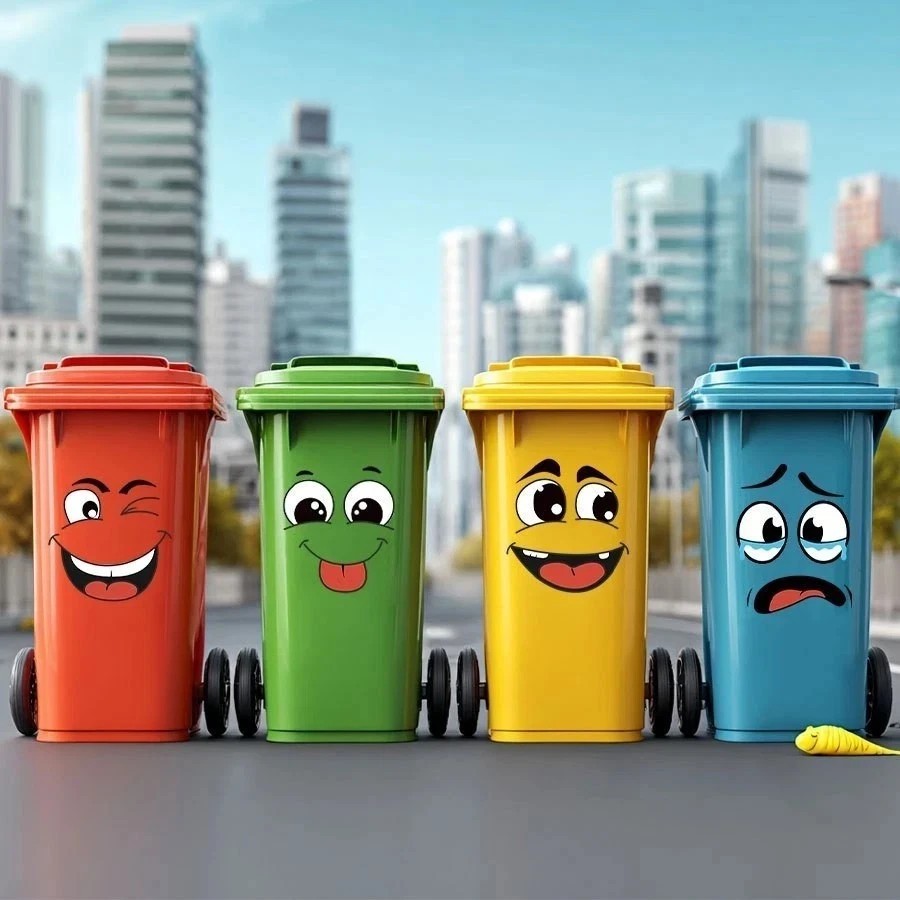 4Sheets Cartoon Face Stickers Self Adhesive Removable Funny Wall Trash Can Decor