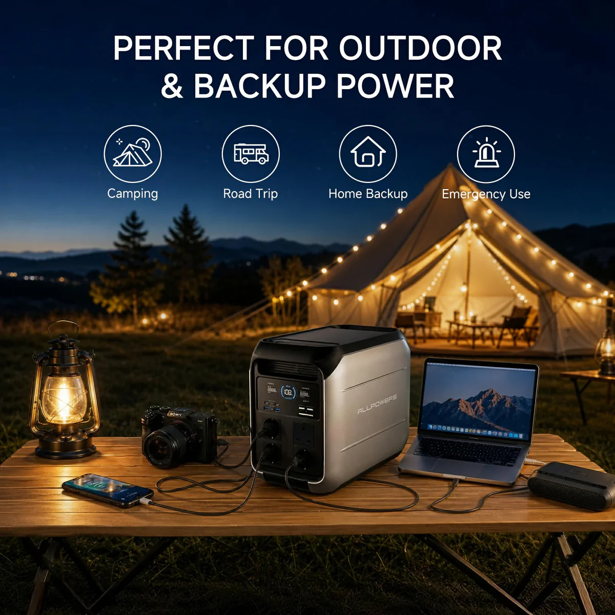 ALLPOWERS 1800W Portable Power Station Solar Generator AC UPS + 160W Solar Panel