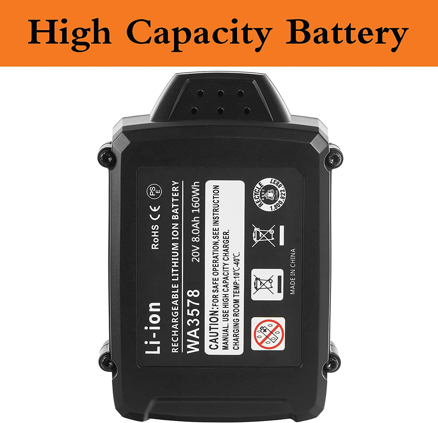 2PCS 8.0AH For WORX MAX Extend Lithium Battery 20Volt WA3520 WA3525 WA3575 WG155