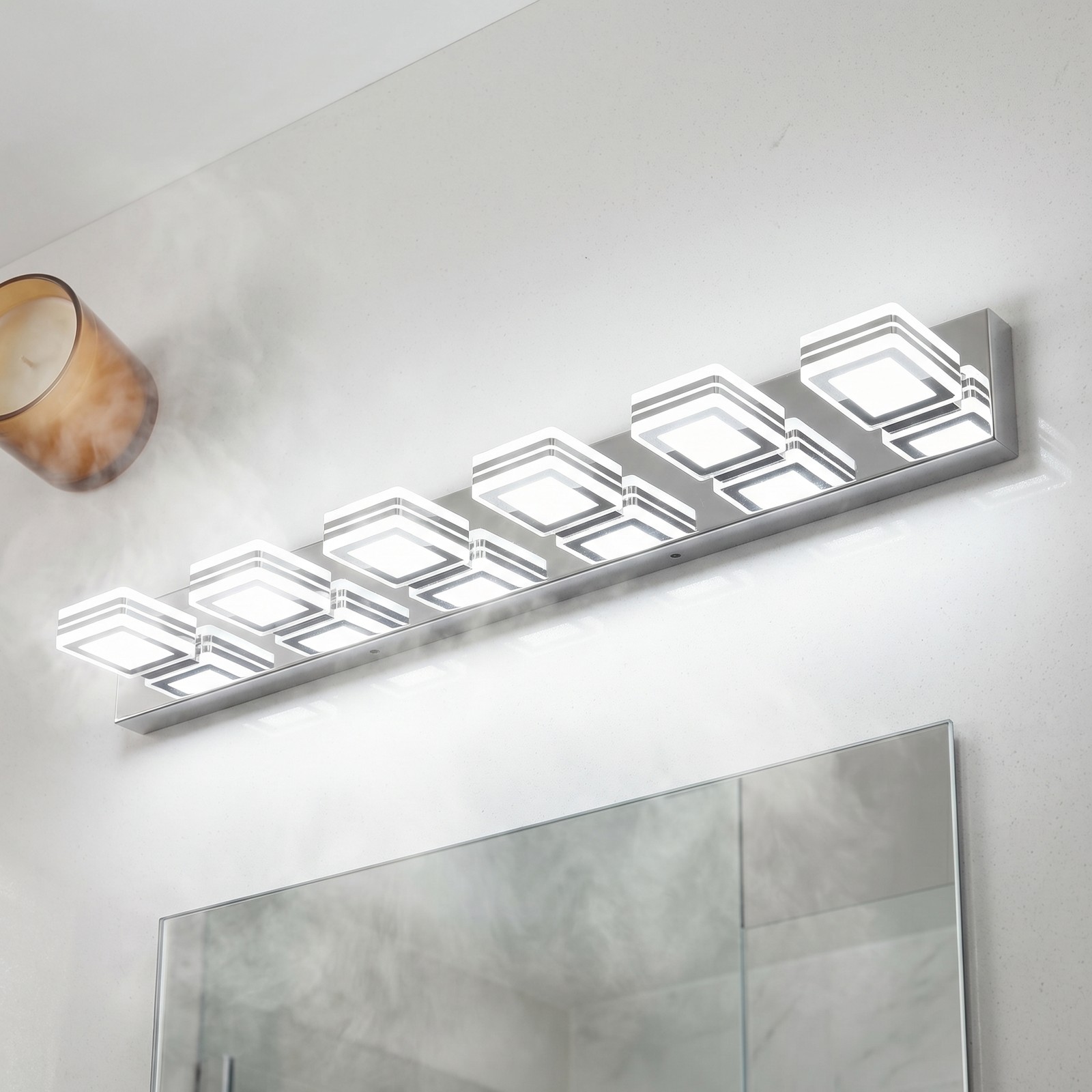 Chrome Dimmable LED Vanity Light 46 inch 7-Lights Wall Fixture Bathroom Mirror