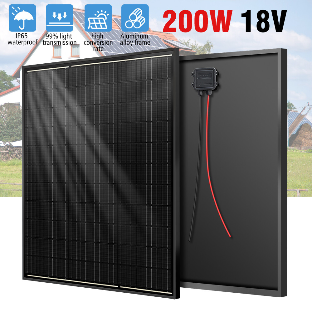 100W 200W Watt Monocrystalline Solar Panel High Efficiency PV 12V For Home RV