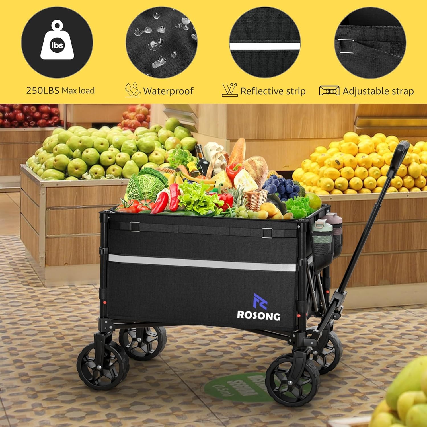 Compact Heavy-Duty Foldable Wagon with Ergonomic Handle – Perfect for Outdoors