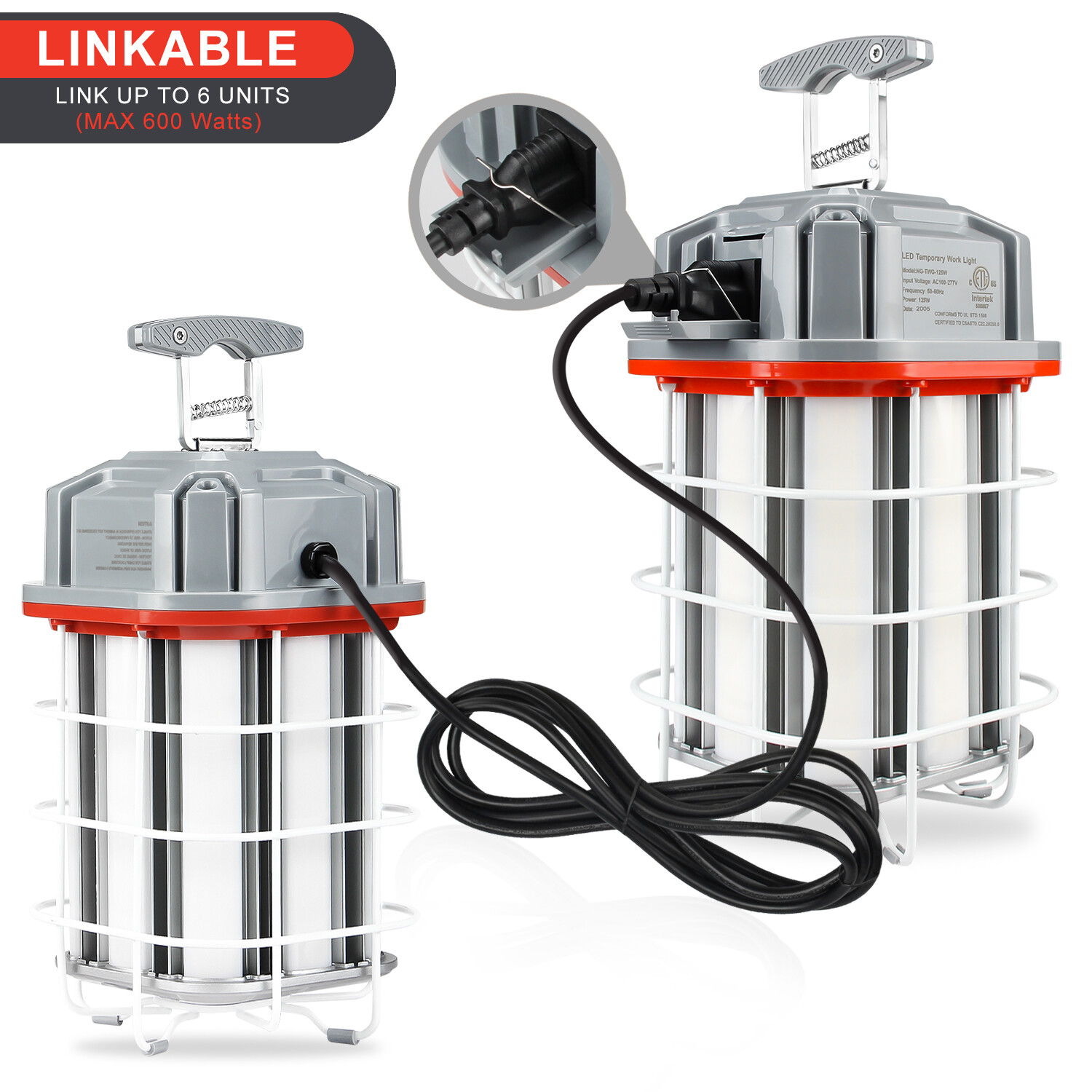 80W 100W 125W 150W LED Temporary Work Light Linkable Construction Jobsite Light
