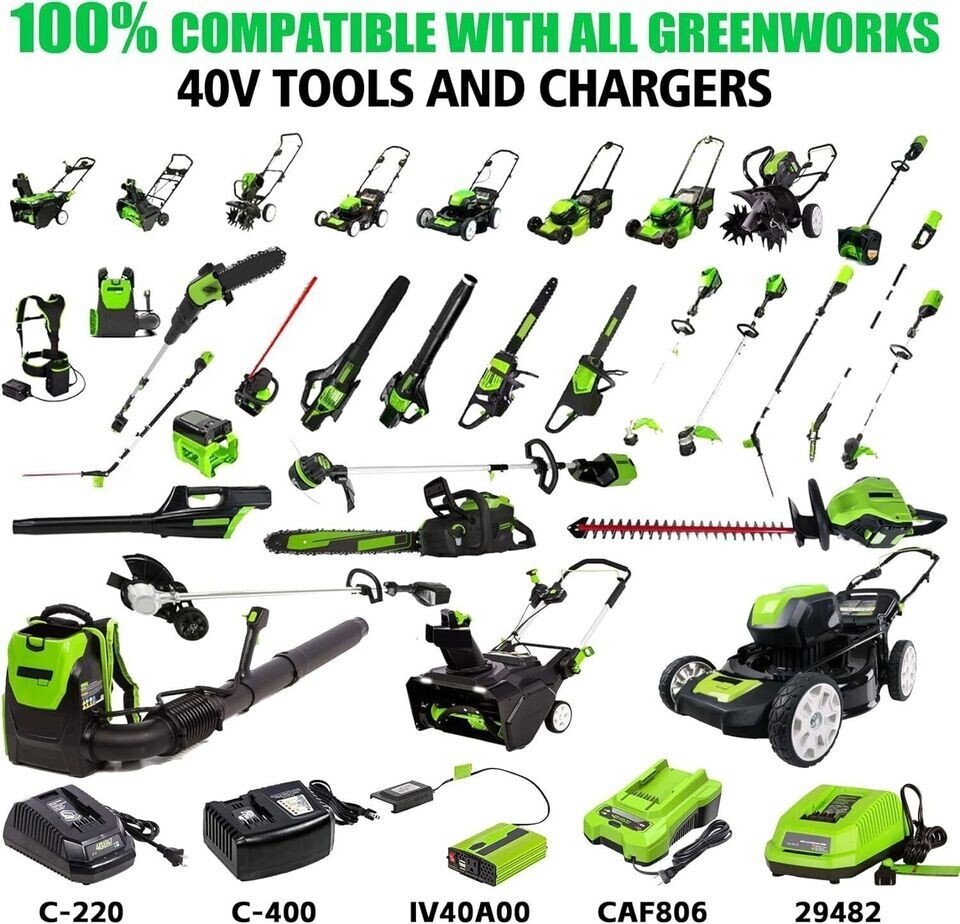 40V 6.0Ah Battery / Rapid Charger For Greenworks 40 Volt Lithium 29482 29252 New