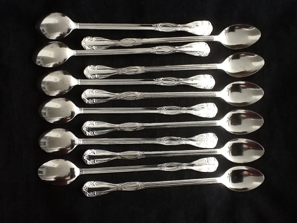 12 Quality Iced Tea Spoons Stainless Steel Long Handle Ice Tea Coffee 8 1/4″ HHH