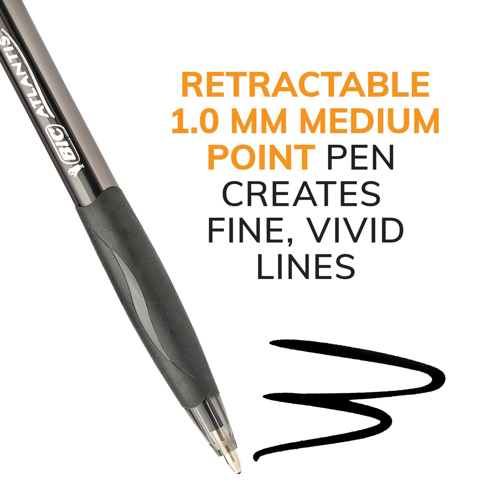 BIC Glide Black Retractable Ballpoint Pens, Medium Point (1.0mm), 4-Count Pack,