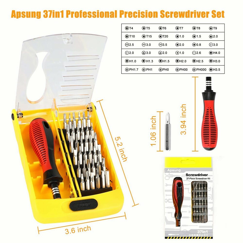 37 in 1 Magnetic Precision Screwdriver Set with Slotted Phillips Repair Tool Kit