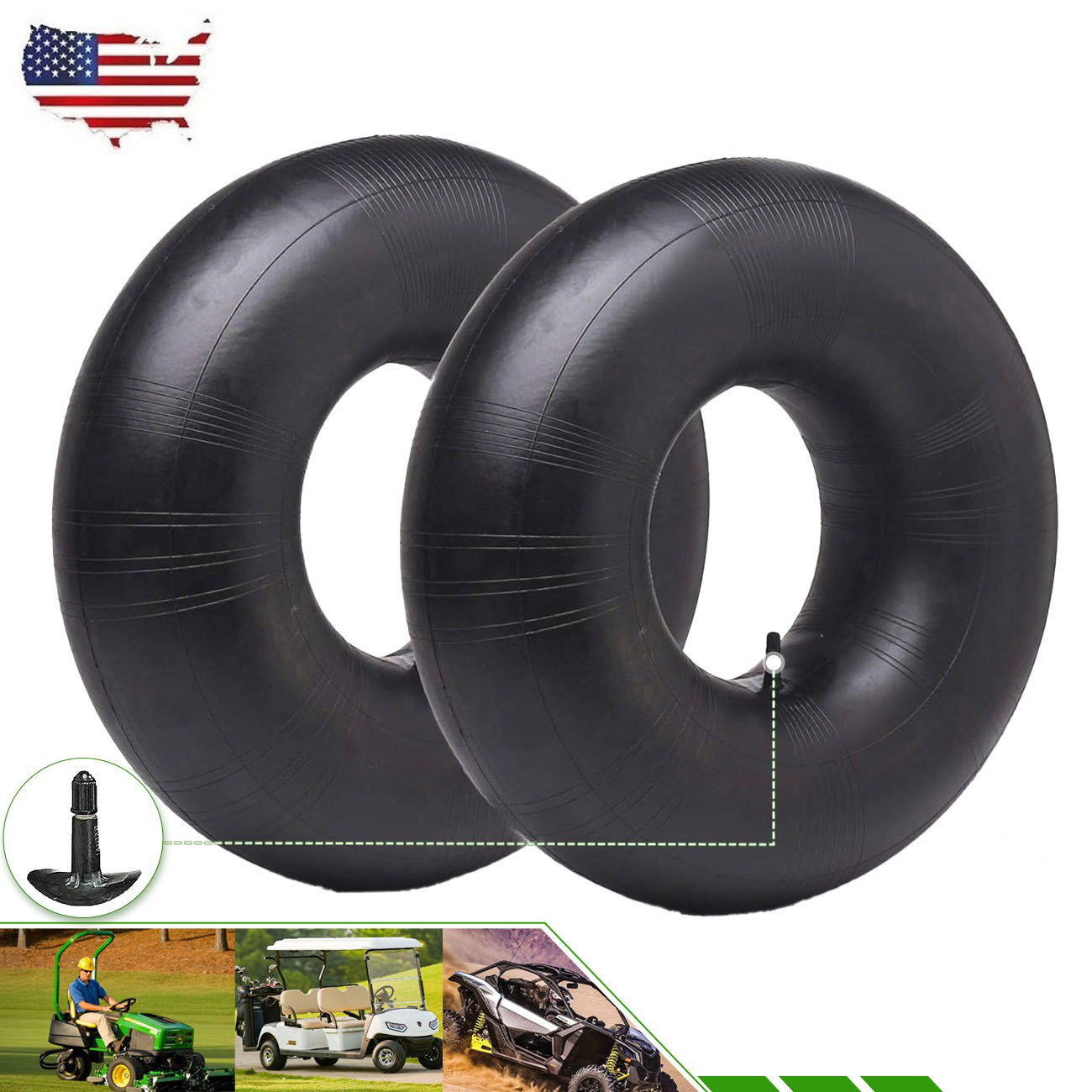 2Pack 20×8.00-8 20×8-8 20x10x8 20x8x8 Lawn Mower Inner Tubes TR13 Straight Valve