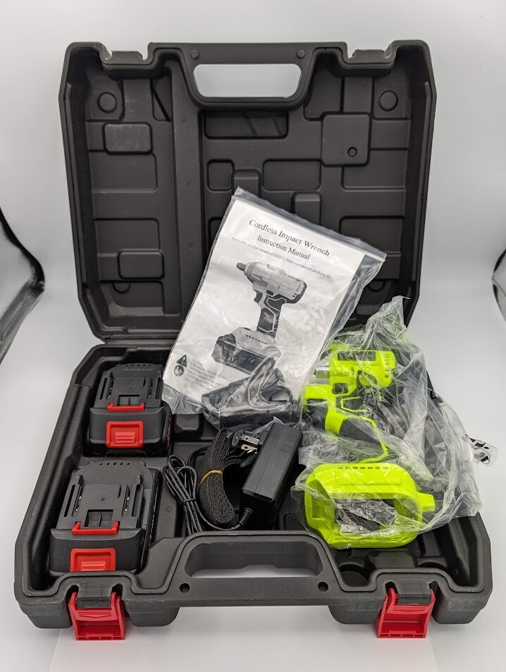 Impact Wrench Gun BRUSHLESS Cordless 20V Li-Ion 1/2” Driver 2200RPM 2 BATTERIES