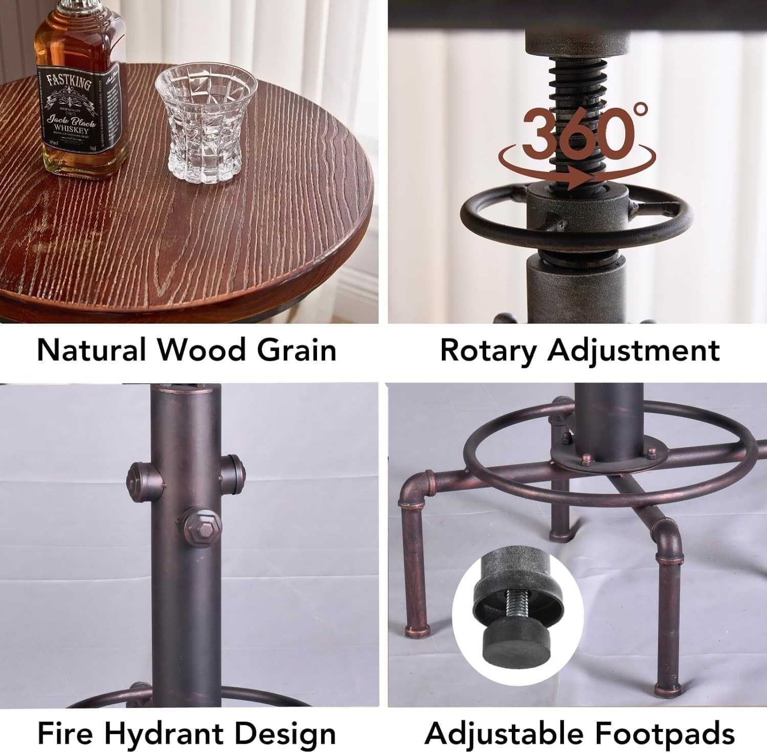 Topower Industrial Bar Table 31.5-41.3″ Adjustable Pub Table Kitchen Dining C…