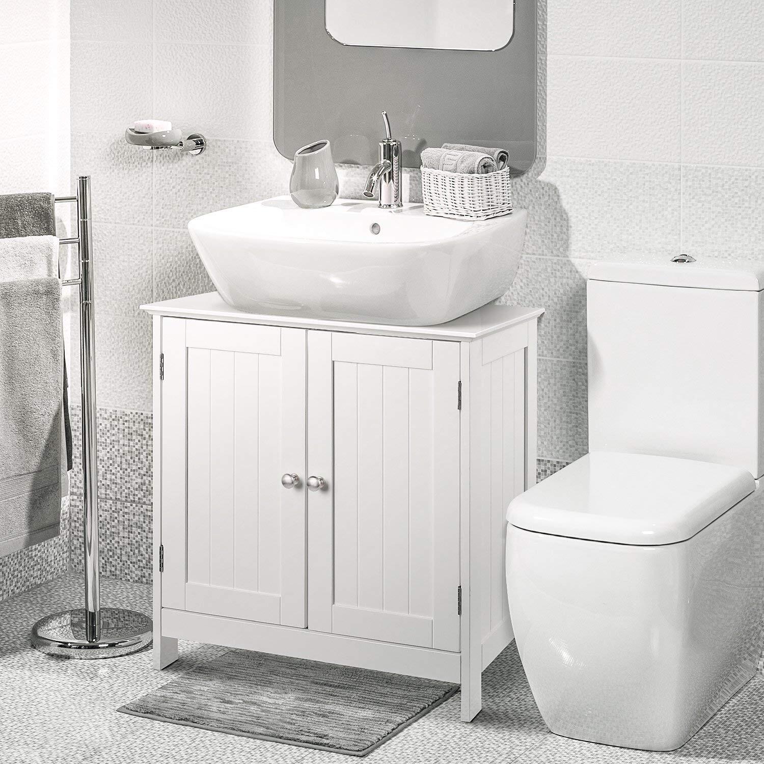 Bathroom Vanity Cabinet Undermount Sink Organizer Vessel Sink White