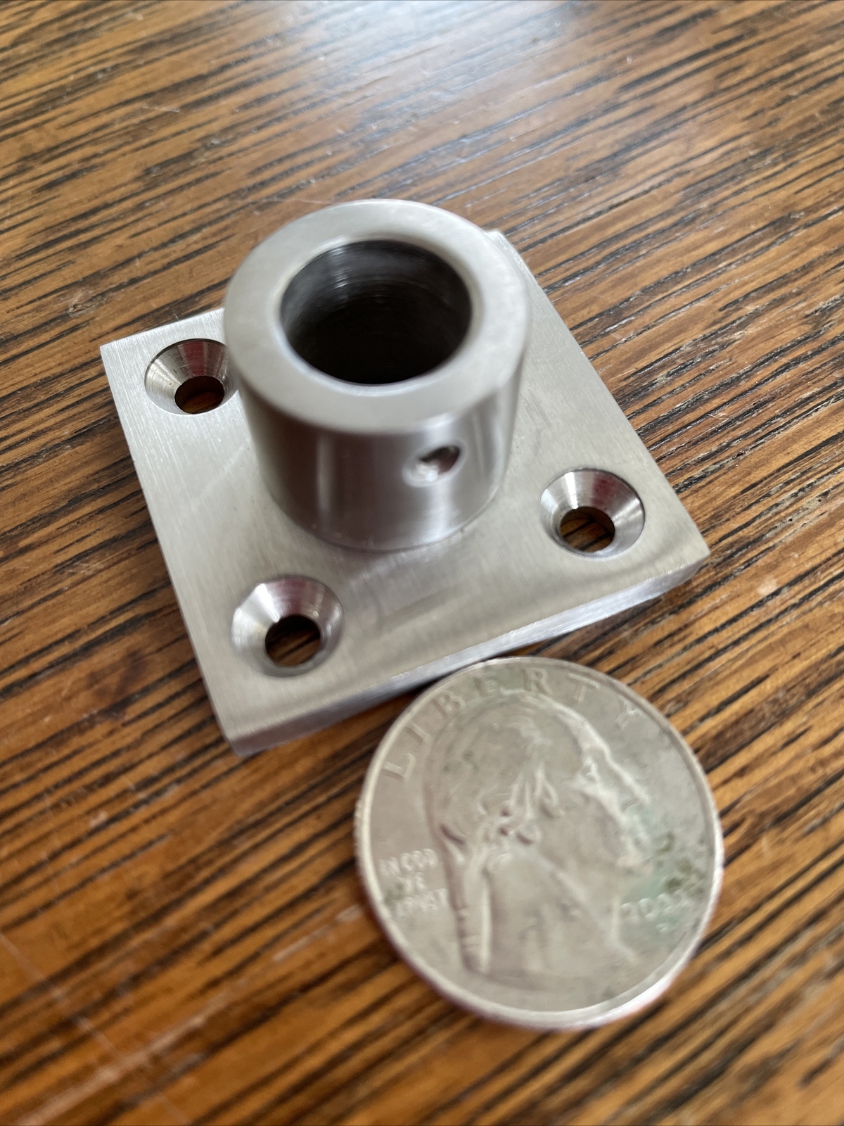 Stainless Steel Round Bar / Tube Holder Support Block Flange Set Screw 15/32” ID