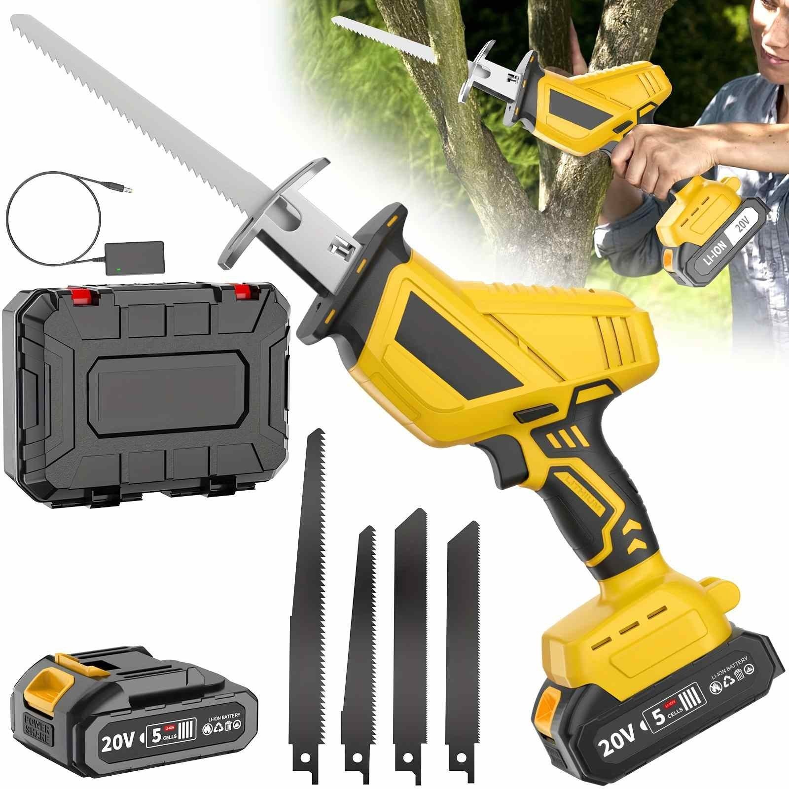 Electric Cordless Reciprocating Saw 20V Brushless Tool Box 2X Battery 4X Blades
