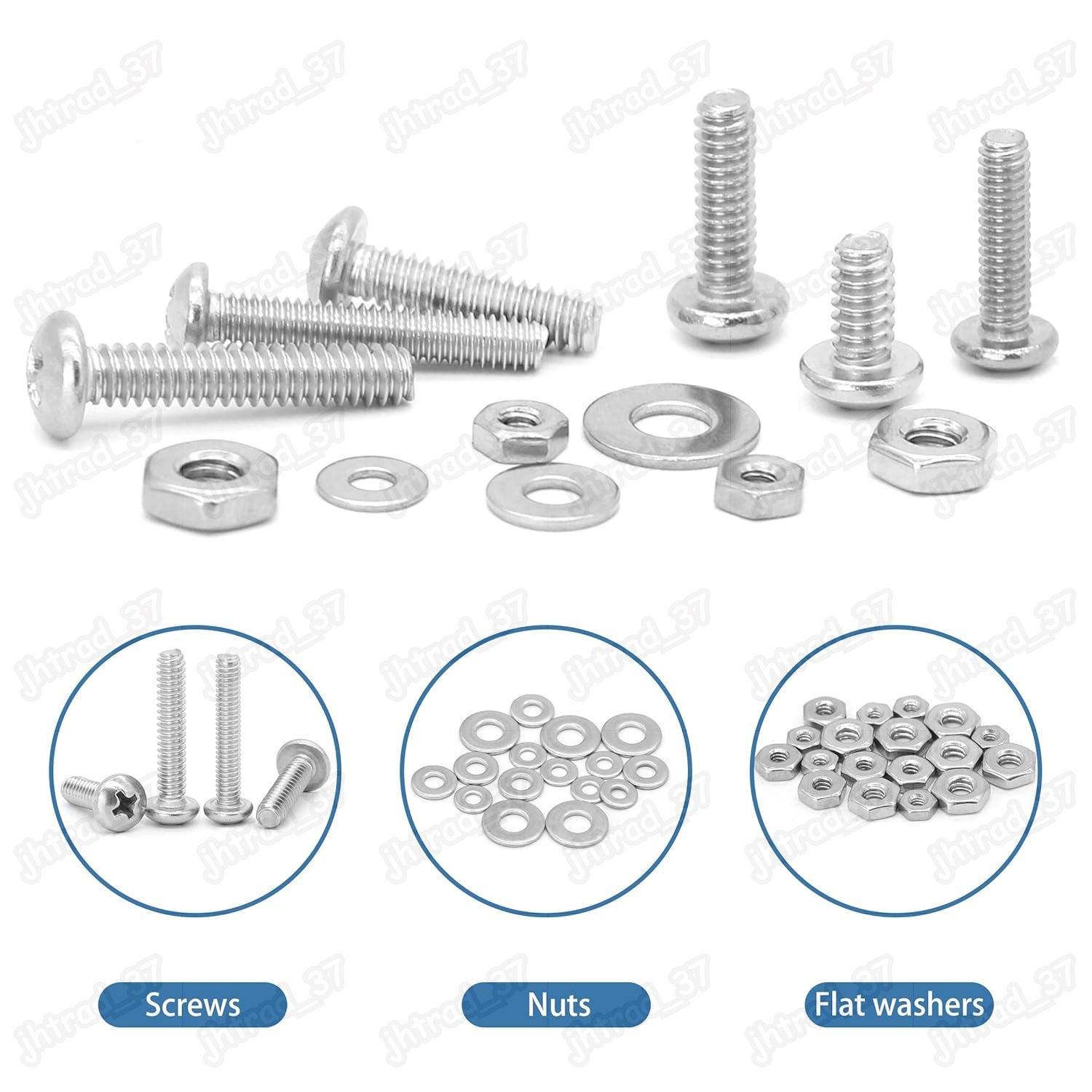 700pcs Machine Screws Phillips Pan Head Bolts Nuts Washer Assortment Kit #4~#10